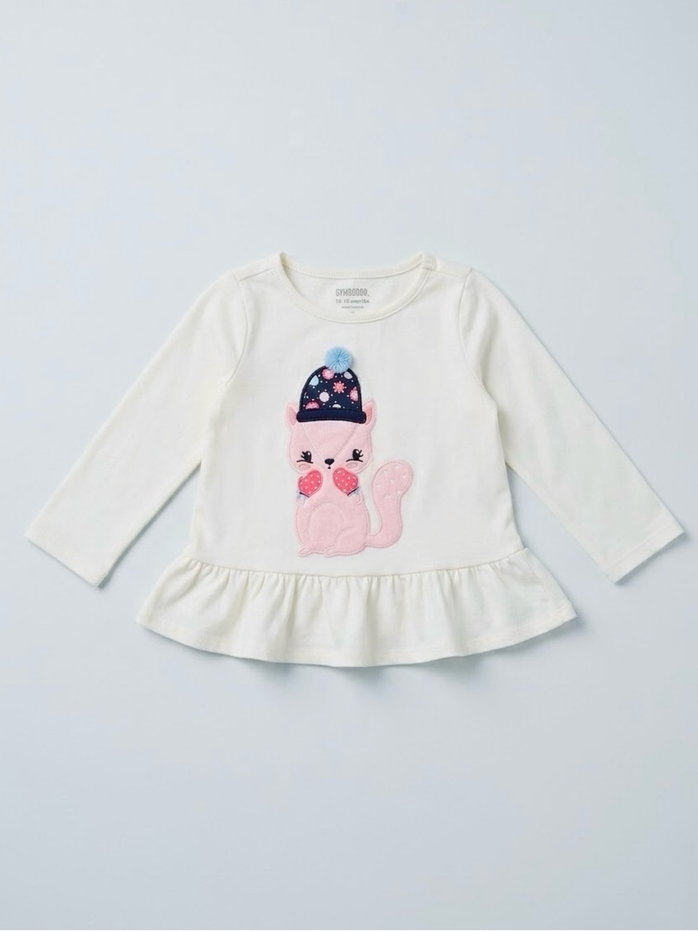 Gymboree Baby Girls 12-18M Pink Woodland Squirrel Peplum Top 100% Cotton